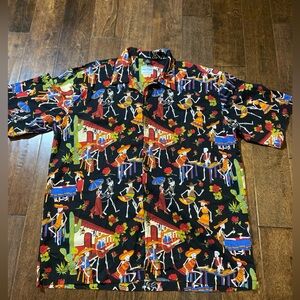 David Carey Originals Day of the Dead Camp Sugar Skulls Hawaiian Men's Size 2XL